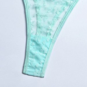 Женский комплект белья: бюстгальтер + трусы, с завязками, цвет зелено-голубой