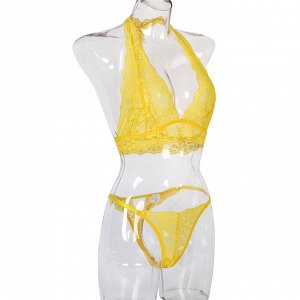 Женский комплект белья: бюстгальтер-топ + трусы, цвет желтый
