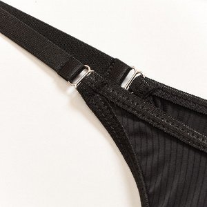 Женский комплект белья из сеточки: бюстгальтер + трусы, цвет черный