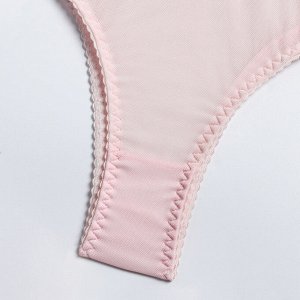 Женский комплект белья: бюстгальтер + трусы + пояс со стрепами+ чокер, цвет розовый