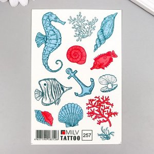 Татуировка на тело "Морская тематика" 10х15 см