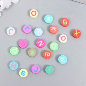 Бусины для творчества PVC "Английский алфавит на круге" цветные набор 20 шт 1х1х1 см