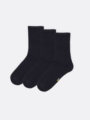 Мультипак детских однотонных носков (3 упаковки по 3 пары) в черном цвете