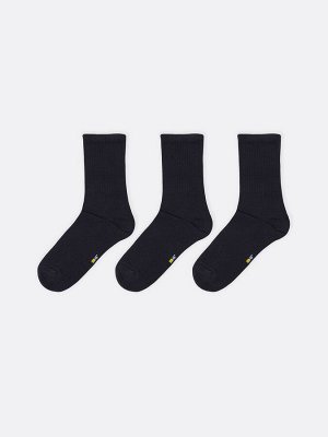 Мультипак детских однотонных носков (3 упаковки по 3 пары) в черном цвете