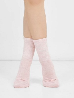 Детские высокие однотонные носки в оттенке розовый меланж (1 упаковка по 5 пар)