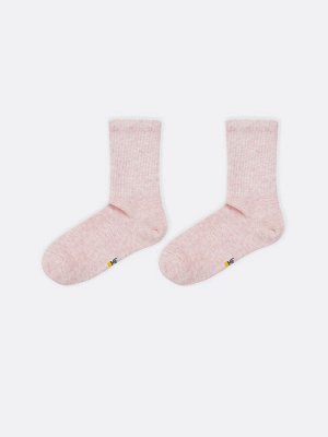 Детские высокие однотонные носки в оттенке розовый меланж (1 упаковка по 5 пар)