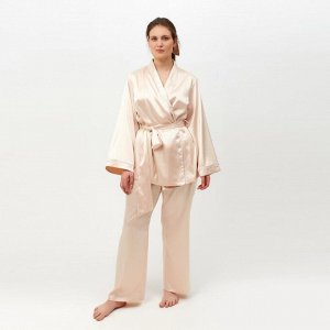 Пижама женская (халат, брюки) MINAKU: Light touch цвет молочный, 50