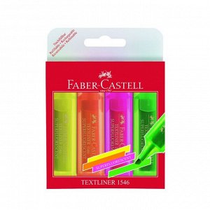 Набор маркеров-текстовыделителей 4 цвета 5.0 мм Faber-Castell 1546, флуоресцентные, в футляре