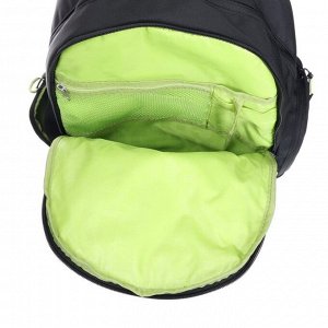 Рюкзак молодёжный Grizzly, 42 х 30 х 22 см, эргономичная спинка, чёрный/салатовый