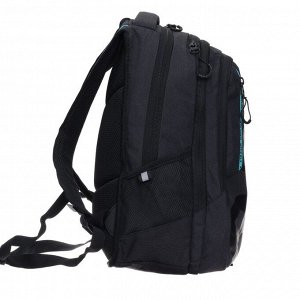 Рюкзак молодёжный Grizzly, 42 х 31 х 22 см, эргономичная спинка, чёрный/бирюзовый