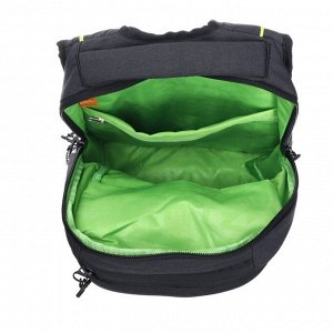 Рюкзак молодёжный Grizzly, 42 х 31 х 22 см, эргономичная спинка, чёрный/салатовый