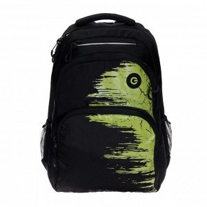 Рюкзак молодёжный Grizzly, 45 х 32 х 23 см, эргономичная спинка, чёрный/салатовый