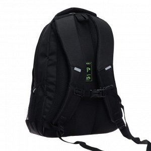 Рюкзак молодёжный Grizzly, 47 х 32 х 17 см, эргономичная спинка, чёрный/зелёный