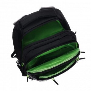 Рюкзак молодёжный Grizzly, 47 х 32 х 17 см, эргономичная спинка, чёрный/зелёный