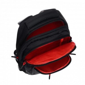 Рюкзак молодёжный Grizzly, 47 х 32 х 17 см, эргономичная спинка, чёрный/красный