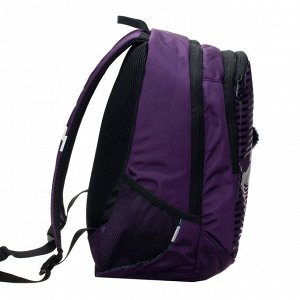 Рюкзак молодежный Grizzly, эргономичная спинка, 40 х 29 х 20 см, отделение для ноутбука, "Кошка", фиолетовый/чёрный