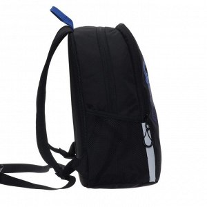 Рюкзак школьный Grizzly "Дино", 38 х 29 х 17.5 см, эргономичная спинка, чёрный/синий