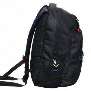 Рюкзак молодежный Grizzly, эргономичная спинка, 43 х 31 х 20 см, чёрный/цветной