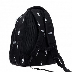 Рюкзак школьный Grizzly "Кошка на чёрном", 39 х 30 х 20 см, эргономичная спинка, отделение для ноутбука