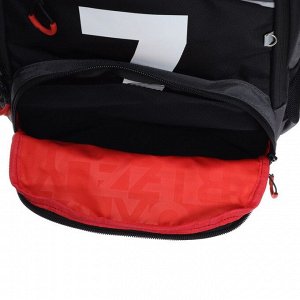 Рюкзак школьный Grizzly "Лидер", 39 х 28 х 19 см, эргономичная спинка, отделение для ноутбука, чёрный/красный