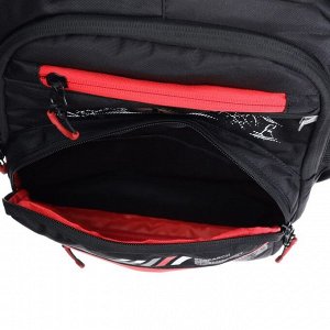 Рюкзак школьный Grizzly "Скорость", 39 х 28 х 18 см, эргономичная спинка, отделение для ноутбука, чёрный/красный