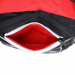 Рюкзак школьный Grizzly + мешок для обуви , 39 х 28 х 17 см, эргономичная спинка, чёрный/красный