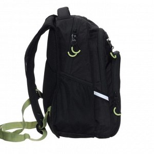 Рюкзак школьный Grizzly, 38 х 26 х 20 см, эргономичная спинка, отделение для ноутбука, чёрный