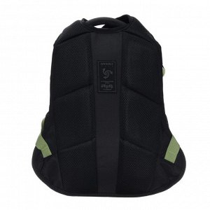 Рюкзак школьный Grizzly, 38 х 26 х 20 см, эргономичная спинка, отделение для ноутбука, чёрный