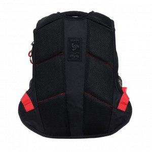 Рюкзак школьный Grizzly, 38 х 26 х 20 см, эргономичная спинка, отделение для ноутбука, чёрныйн/красный