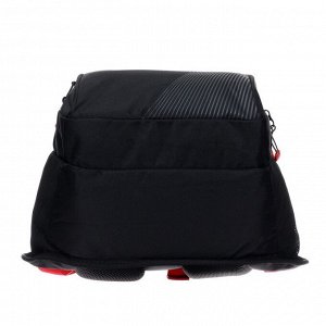 Рюкзак школьный Grizzly, 38 х 26 х 20 см, эргономичная спинка, отделение для ноутбука, чёрныйн/красный