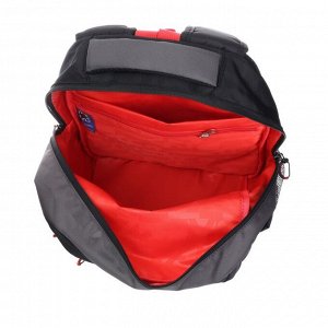 Рюкзак школьный Grizzly, 39 х 28 х 19 см, эргономичная спинка, отделение для ноутбука, чёрный/красный