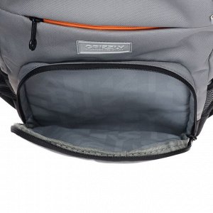 Рюкзак школьный Grizzly, 40 х 25 х 13 см, эргономичная спинка, отделение для ноутбука, серый/чёрный