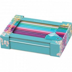 Карандаши цветные Faber-Castel "Sparkle", 20 цветов + точилка, трехгранные, в металлической коробке