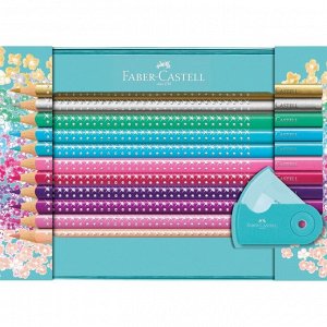 Карандаши цветные Faber-Castel "Sparkle", 20 цветов + точилка, трехгранные, в металлической коробке