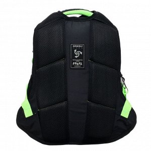 Рюкзак школьный эргономичная спинка, 38 х 26 х 20 см, отделение для ноутбука "Экстрим", чёрный/салатовый