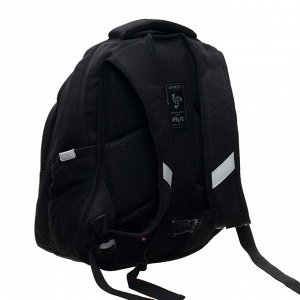 Рюкзак школьный эргономичная спинка, 38 х 26 х 20 см, отделение для ноутбука, "Кошка", чёрный