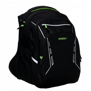 Рюкзак школьный эргономичная спинка, 38 х 26 х 20 см, отделение для ноутбука, чёрный/салатовый