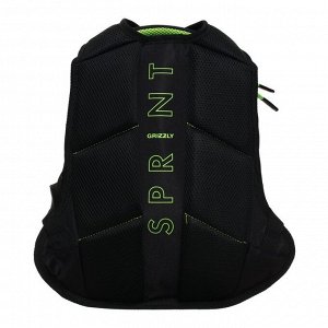 Рюкзак школьный эргономичная спинка, 38 х 26 х 20 см, отделение для ноутбука, чёрный/салатовый