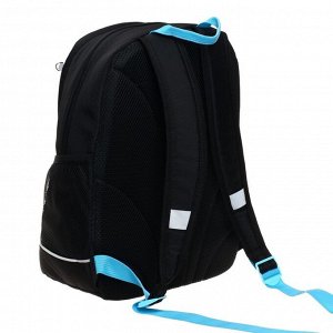 Рюкзак школьный эргономичная спинка, 38 х 28 х 18 см, отделение для ноутбука, "Принцесса", чёрный