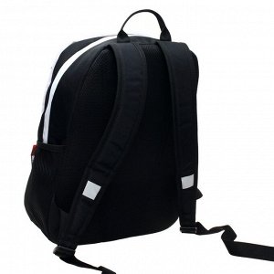 Рюкзак школьный эргономичная спинка, 38 х 29 х 17.5 см, 2 отделения, "Мото", чёрный/бел