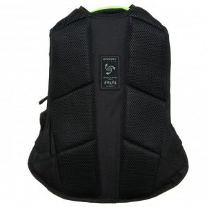 Рюкзак школьный эргономичная спинка, 39 х 26 х 20 см, чёрный/салатовый