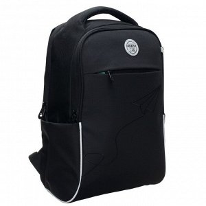 Рюкзак школьный эргономичная спинка, 39 х 28 х 12.5 см, отделение для ноутбука, чёрный