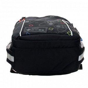 Рюкзак школьный эргономичная спинка, 40 х 27 х 16 см, отделение для ноутбука, "Игрок", чёрный/цветной