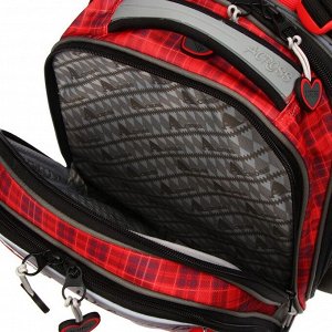 Рюкзак каркасный Across, 36 х 29 х 17 см, наполнение: мешок, брелок, серый/красный
