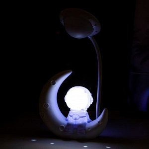 Настольная лампа "Астронавт на луне" LED 3Вт USB АКБ белый 13х5х26 см