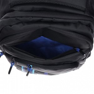 Рюкзак молодёжный Grizzly, 47 х 32 х 17 см, эргономичная спинка,чёрный/синий