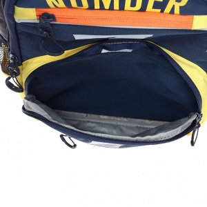 Рюкзак школьный Grizzly "Лидер", 39 х 28 х 19 см, эргономичная спинка, отделение для ноутбука, синий/жёлтый