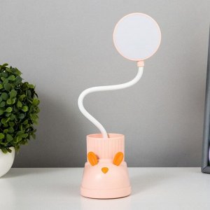 Лампа настольная «Ботинок заяц» LED 3 режима 3 Вт USB органайзер розовый 8x11x31 см RISALUX