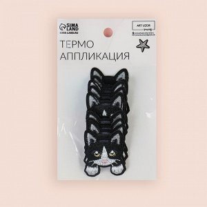 Термоаппликация «Котёнок с лапками», 4 ? 3,2 см, цвет чёрный