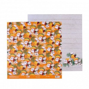 Бумага для скрапбукинга «Новогодний аромат», апельсин, 30,5 x 32 см, 180 г/м